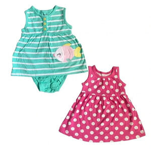 Carter’s Aquatic & Old Navy Polka Dot Infant Dresses (0-3M) - 100% Cotton